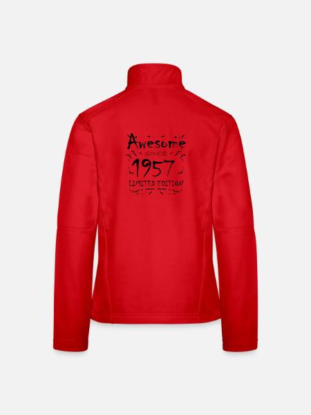1957 - Jahrgang 1957 - Fantastisch seit 1957 - Frauen Softshelljacke - Rot - Hinten
