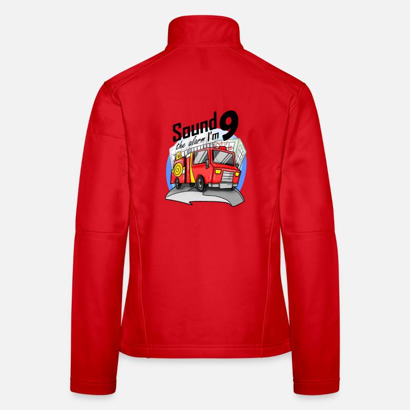 9 years old Young fire brigade fire engine car Women's Softshell Jacket