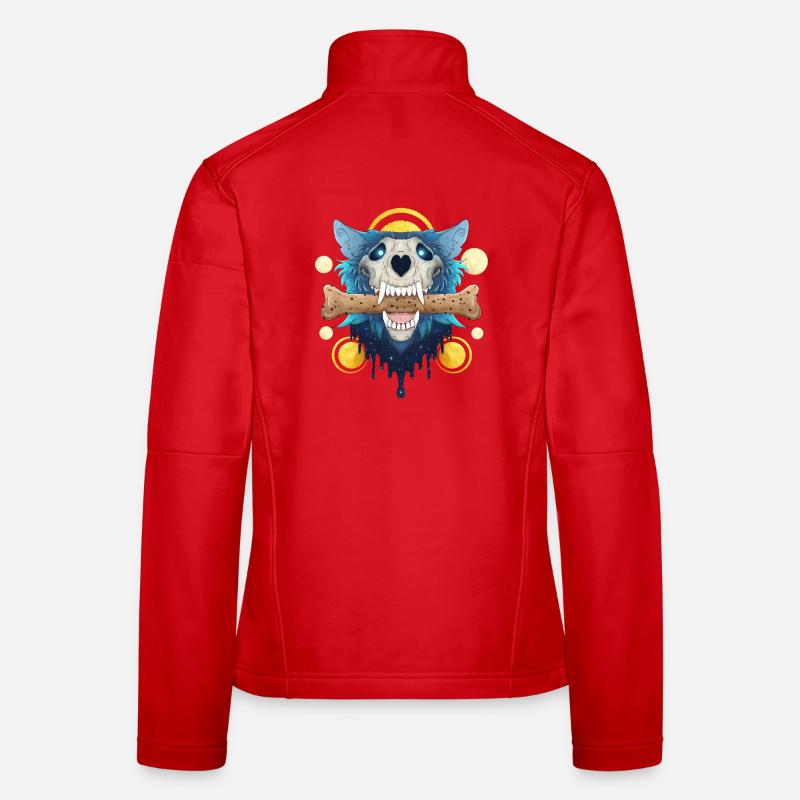 Hellhound Skull Gold - Demonic Wolf & Cookie Bone Women's Softshell Jacket