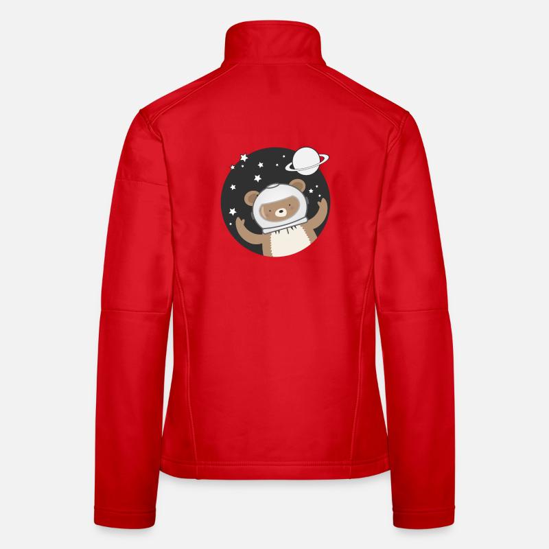 cute astronaut bear in comic style Women's Softshell Jacket