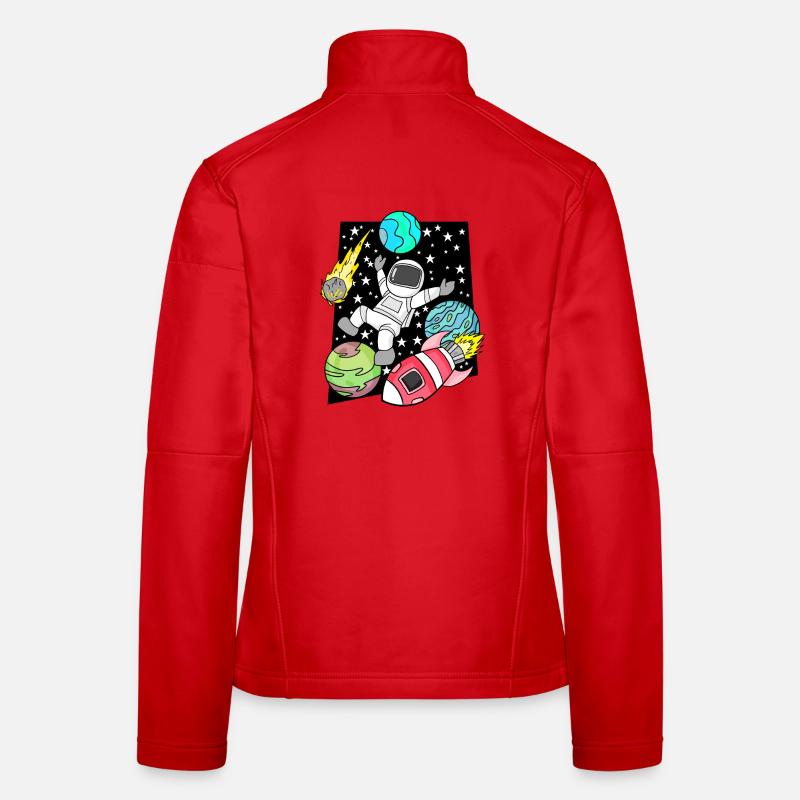 Garçon astronaute dans l’espace avec des fusées Veste en tissu softshell Femme