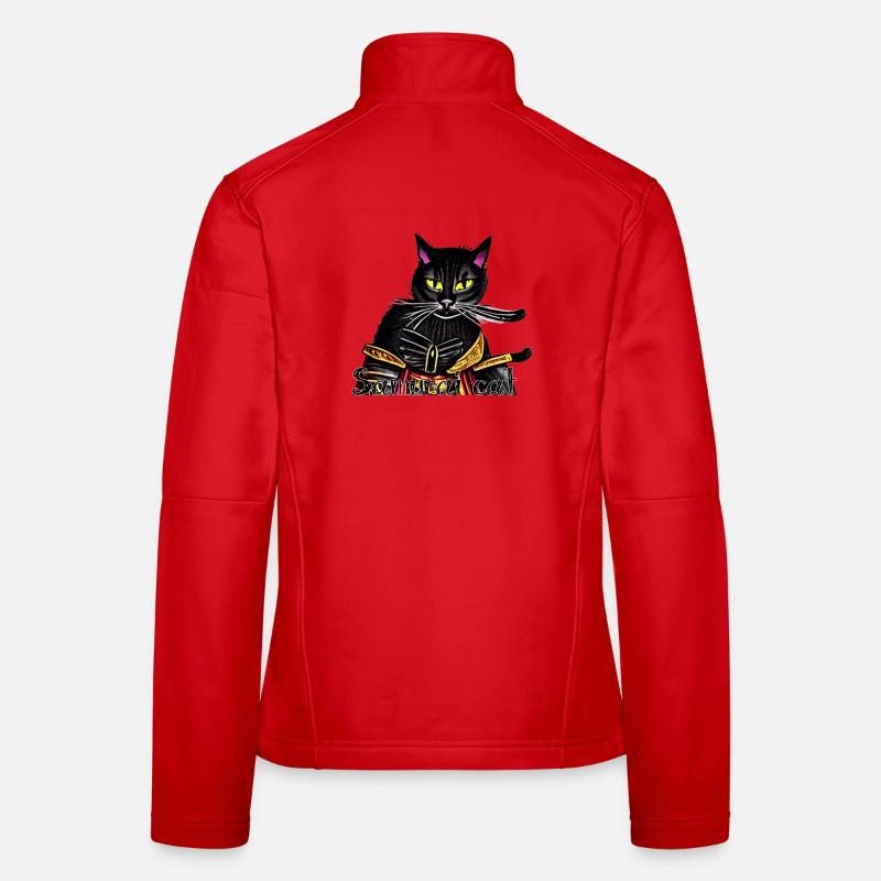 Samurai-Katze mit Goldrüstung - Frauen Softshelljacke - Rot