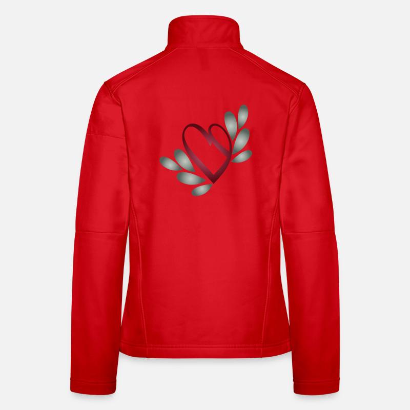 romantic Valentine's Day heart symbol with leaves Women's Softshell Jacket