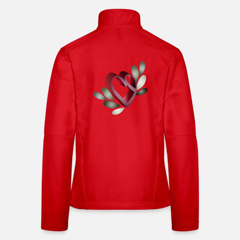 romantic Valentine's Day heart symbol with leaves Women's Softshell Jacket