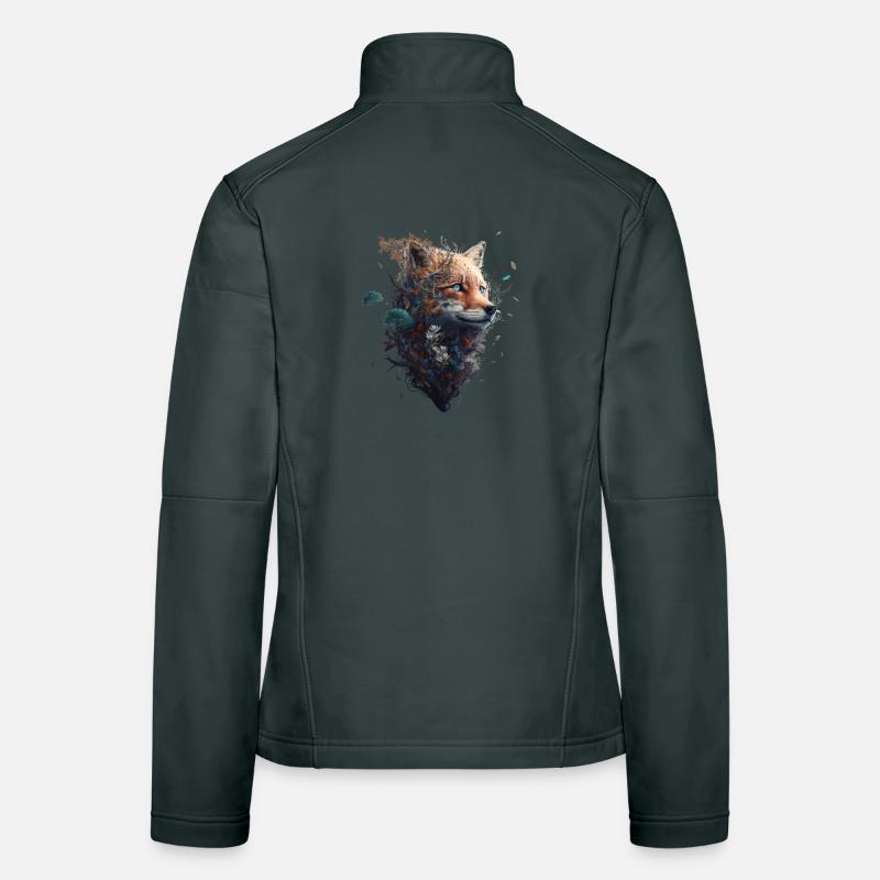 Abstract fox's head protruding from a forest Women's Softshell Jacket