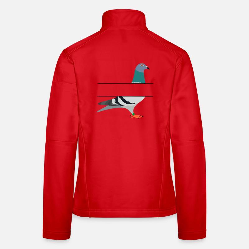 Pigeon with blank text bar between them to create your own name Women's Softshell Jacket