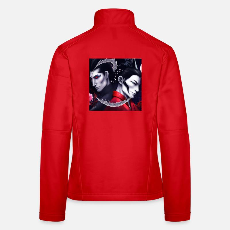 Samurai dragon portrait Art Valentine Moonlight Frauen Softshelljacke