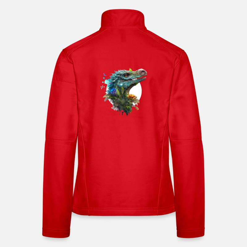 Blauer Velociraptor mit weißem Hintergrund - Frauen Softshelljacke - Rot