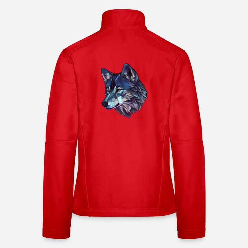 Stylized, geometric wolf Women's Softshell Jacket