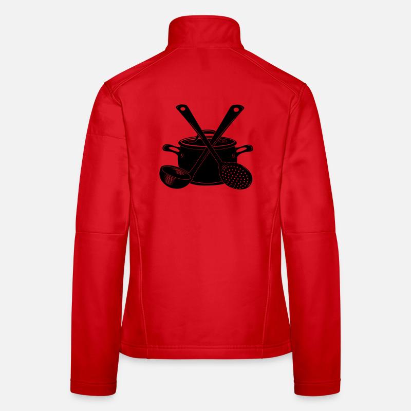 Pan soup spoon and slotted spoon dark Women's Softshell Jacket