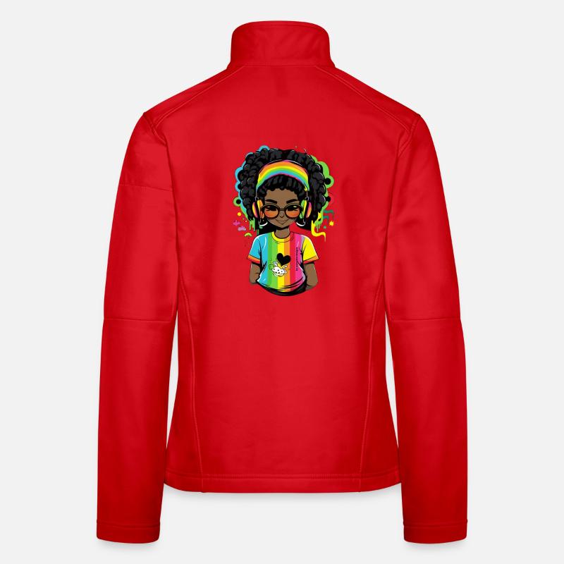 Bright reggae sweater with rainbow design Women's Softshell Jacket