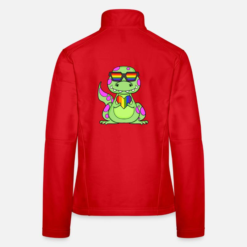 Dino Regenbogen Herz Frauen Softshelljacke