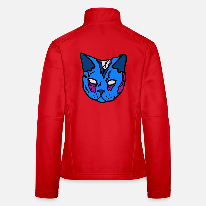 Masque de chat bleu patchwork Veste en tissu softshell Femme