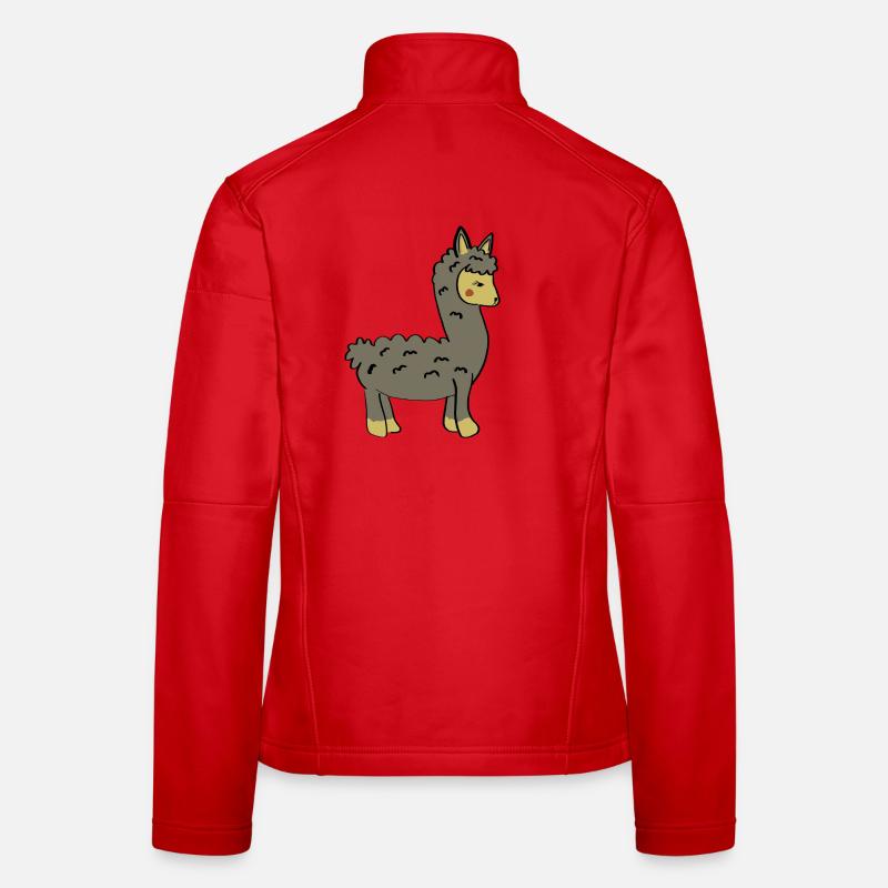 Playful llama with braid and button ears Women's Softshell Jacket