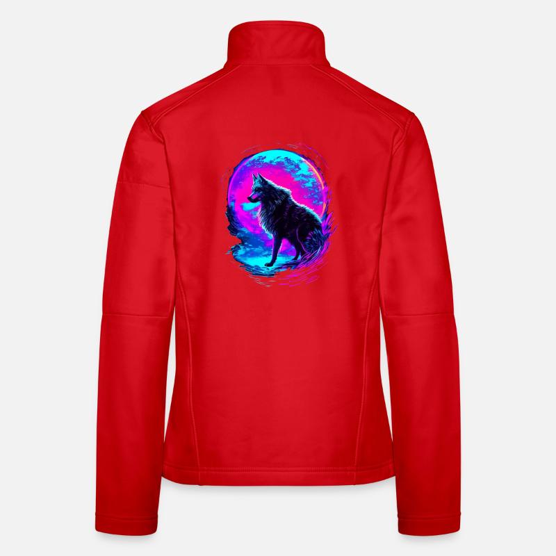 Wolf Neon Moon Synthwave Veste en tissu softshell Femme