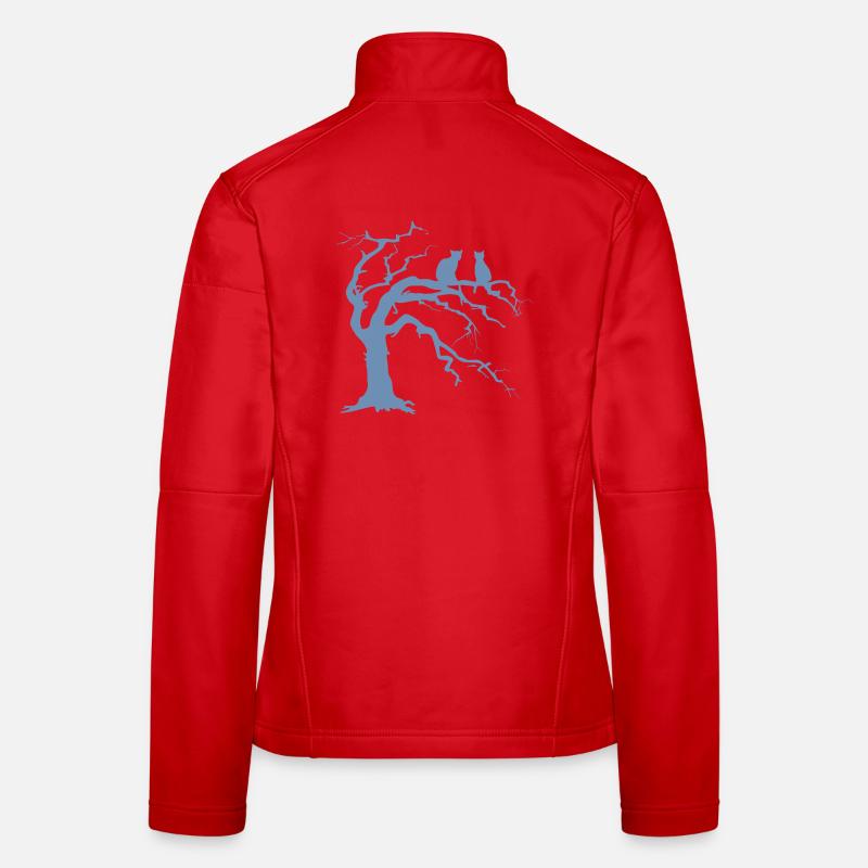 Dead tree with 2 cats silhouette Women's Softshell Jacket