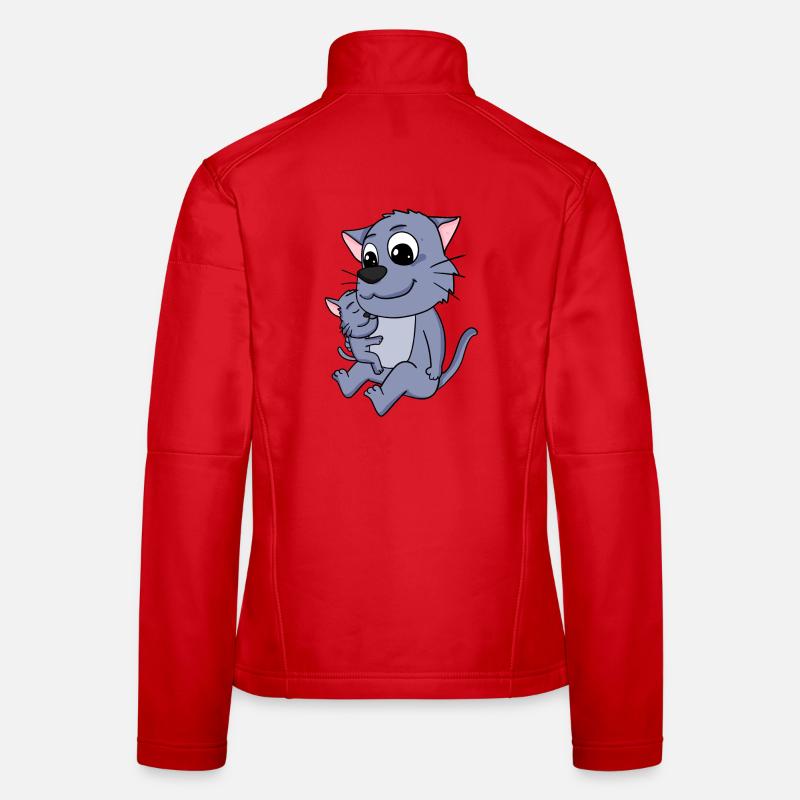 Famille de chats - Chat avec bébé Veste en tissu softshell Femme