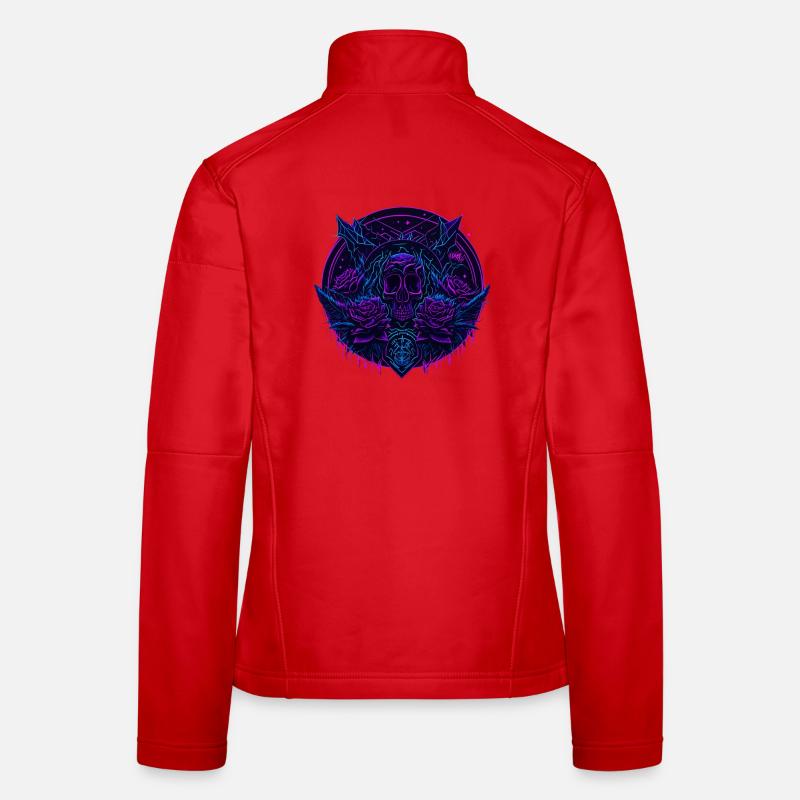 néon roses crâne vaporwave Veste en tissu softshell Femme