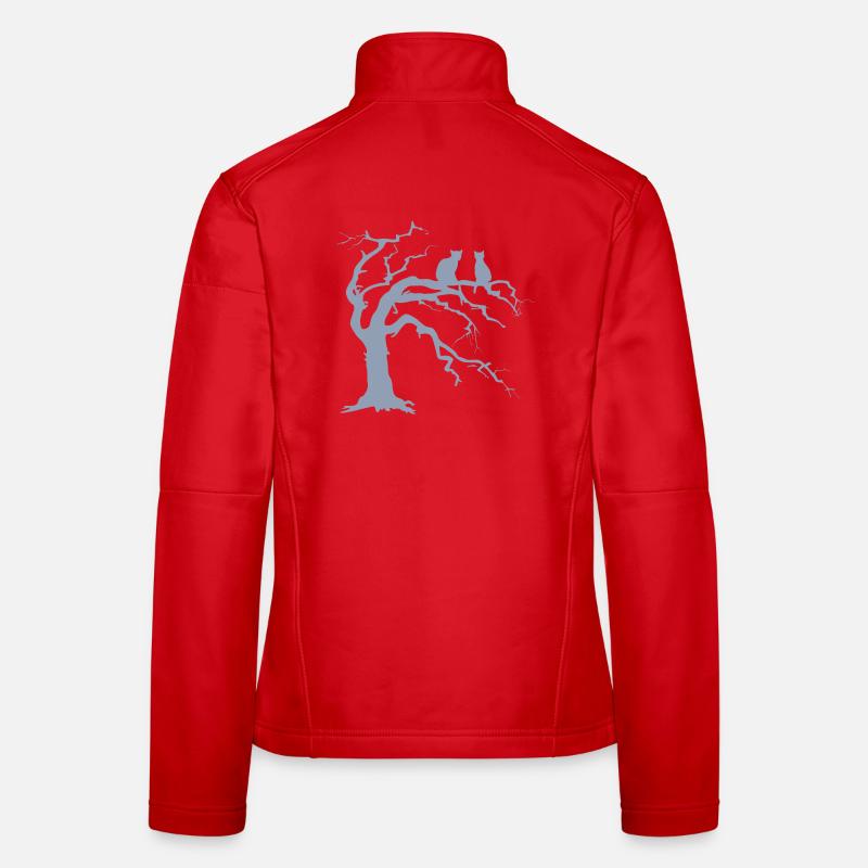 Dead tree with 2 cats silhouette Women's Softshell Jacket