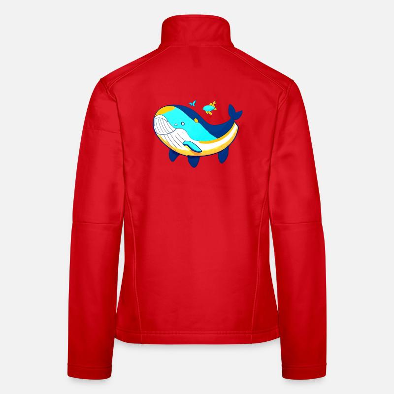 Baleine amicale avec bébé baleine Veste en tissu softshell Femme