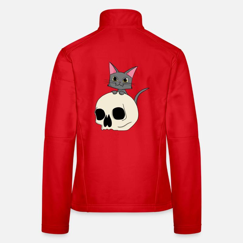 Katzenkopf mit Schädel-Design - Frauen Softshelljacke - Rot