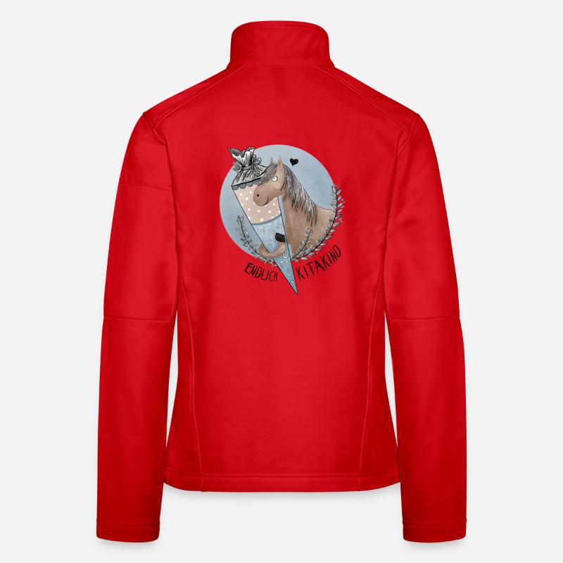 Endlich Kitakind Pferd mit Schultüte Blau - Frauen Softshelljacke - Rot