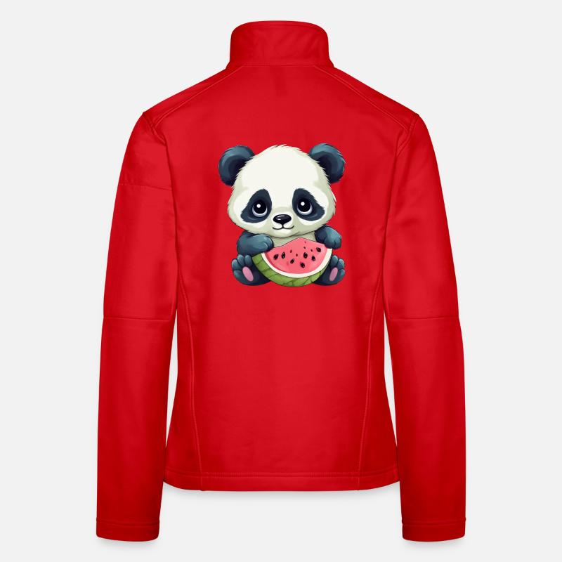 Panda mignon à la pastèque Veste en tissu softshell Femme