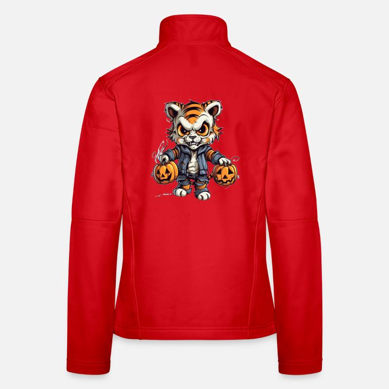 Chat effrayant sorcière avec citrouilles Veste en tissu softshell Femme