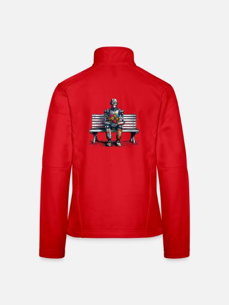 Robot Bench Flowers Robot Love Rusty Art - Women's Softshell Jacket - red - Back