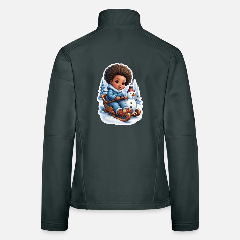 Winter fun with snowman and sleigh Women's Softshell Jacket
