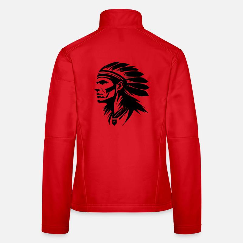 Indianer Häuptling mit Federn Frauen Softshelljacke