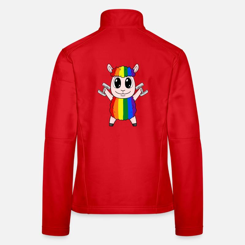 Regenbogen Schaf mit Hanteln Frauen Softshelljacke