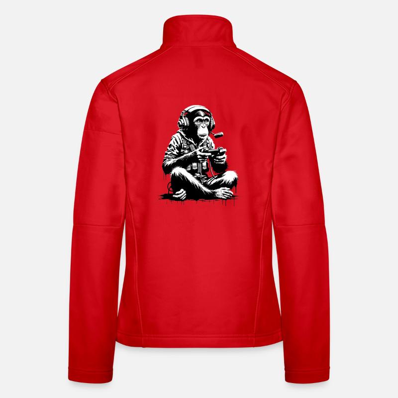 Futuristischer Affe mit Gaming-Equipment - Frauen Softshelljacke - Rot