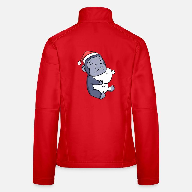 Singe Mignon Fatigué Noël Veste en tissu softshell Femme