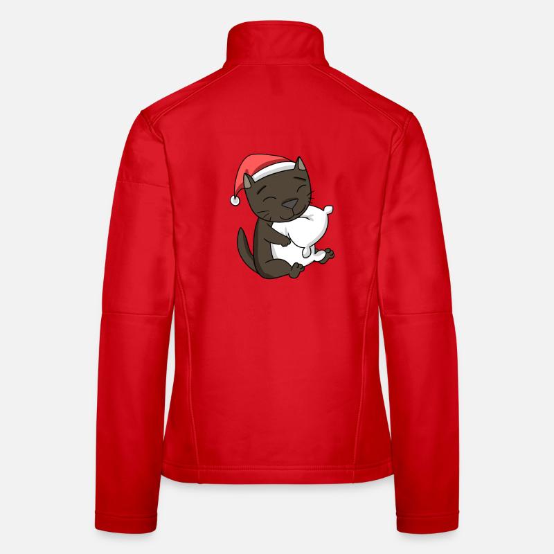 Chat Mignon Havane Chat Fatigué Noël Veste en tissu softshell Femme