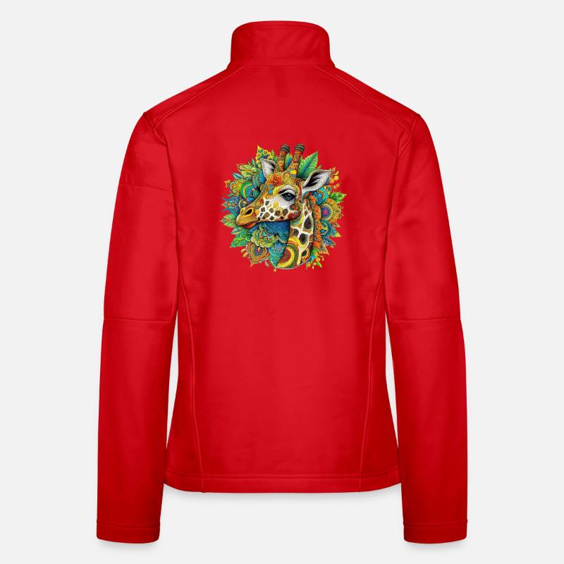 Girafe décorée de Mandalas Veste en tissu softshell Femme