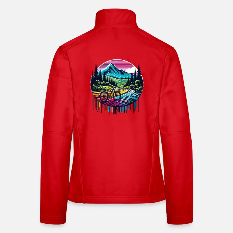 Vibrant Mountain Bicycle Landscape Women's Softshell Jacket