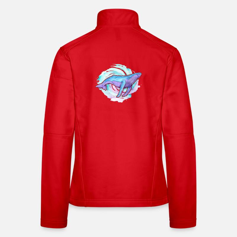 Baleine à bosse aquarelle Veste en tissu softshell Femme