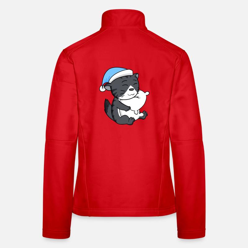 Sleeping Tired - Cat with Pillow and Sleepy Cap Women's Softshell Jacket