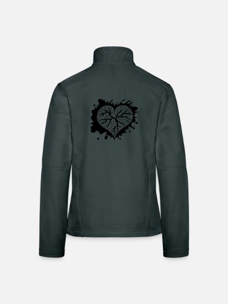 Splintered heart with drops and veins - Women's Softshell Jacket - red - Back