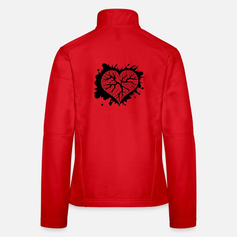 Éclats de cœur avec des gouttes et des veines Veste en tissu softshell Femme