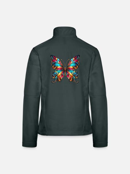 Schmetterling - Frauen Softshelljacke - Rot - Hinten