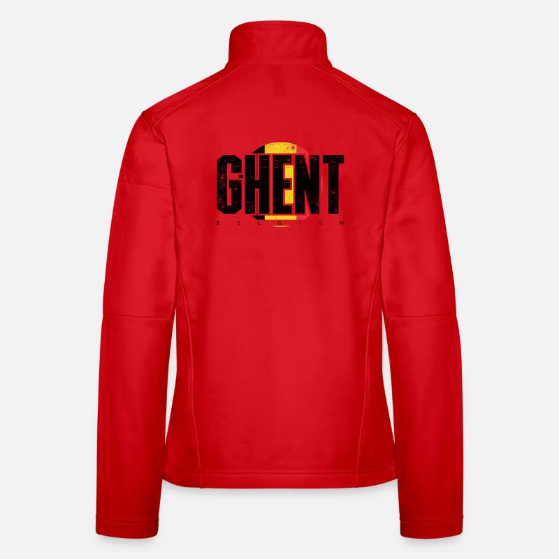 Distressed E Emblem in Yellow Red Women's Softshell Jacket