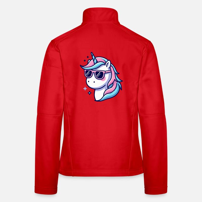 Pastel Neon Unicorn Shades - Women's Softshell Jacket - red