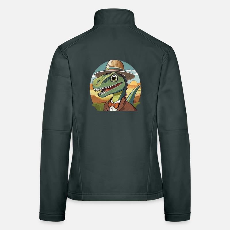 funny dinosaur with hat in comic style Women's Softshell Jacket