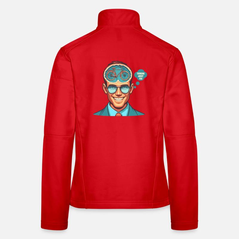 Mindful Bicycle Thinker Illustration Women's Softshell Jacket