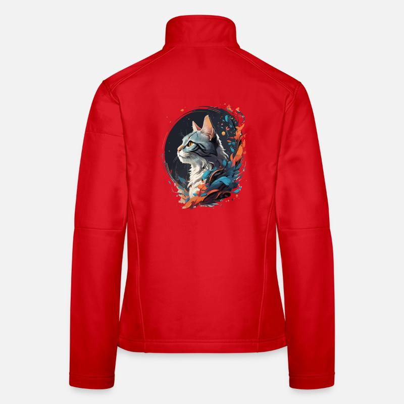 Bunte Katze Frauen Softshelljacke