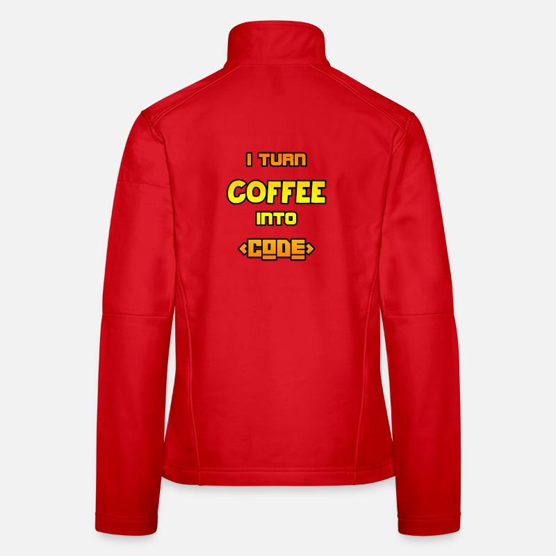 I turn coffee into code - Women's Softshell Jacket - red