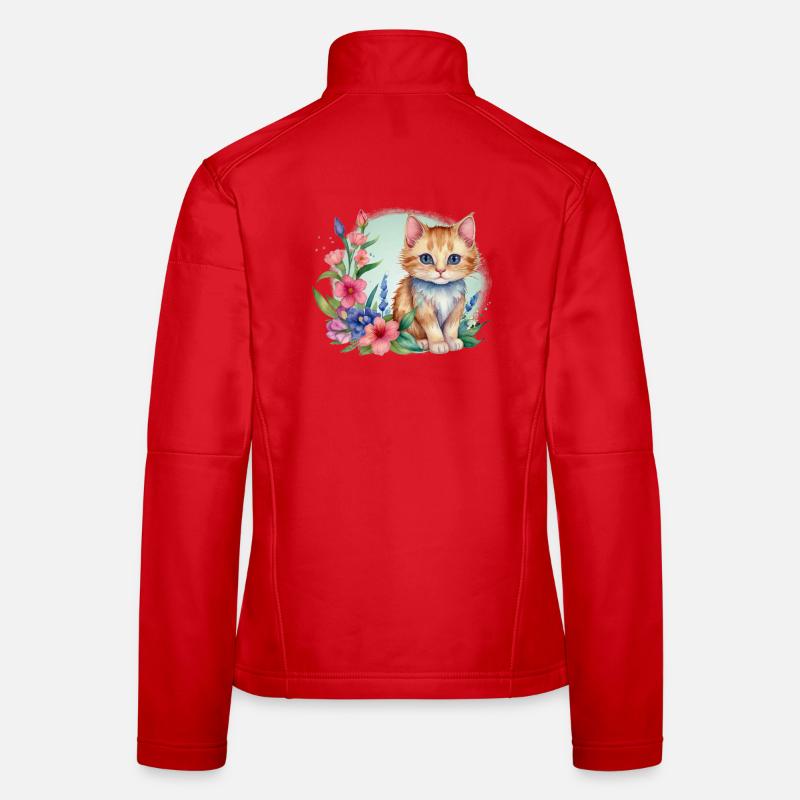 Kätzchen in einer Blumenwiese Frauen Softshelljacke
