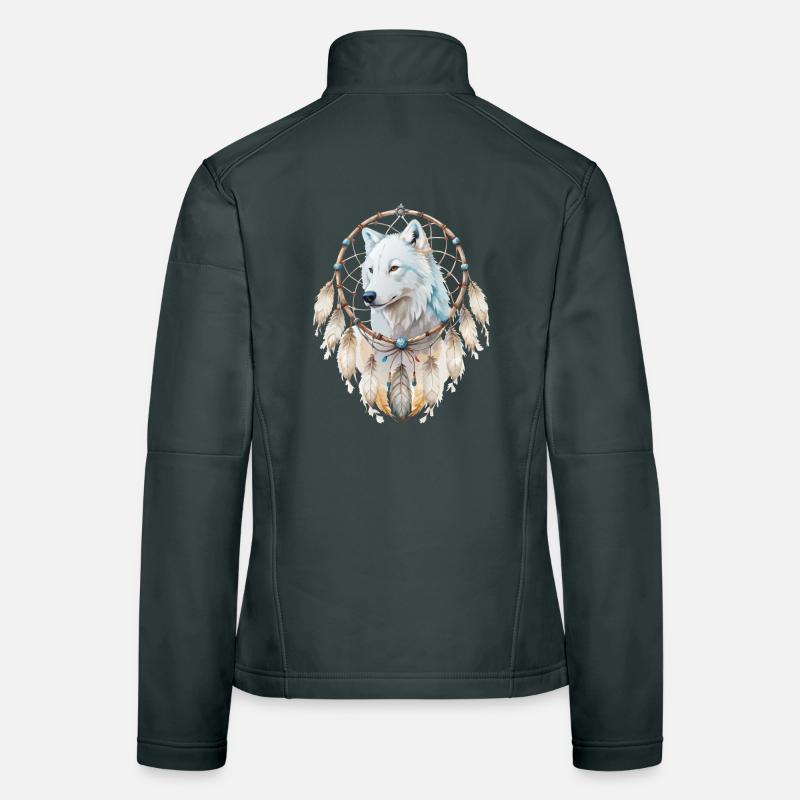 Wolf in einem Traumfänger-Mystisches Wolfs Design Frauen Softshelljacke